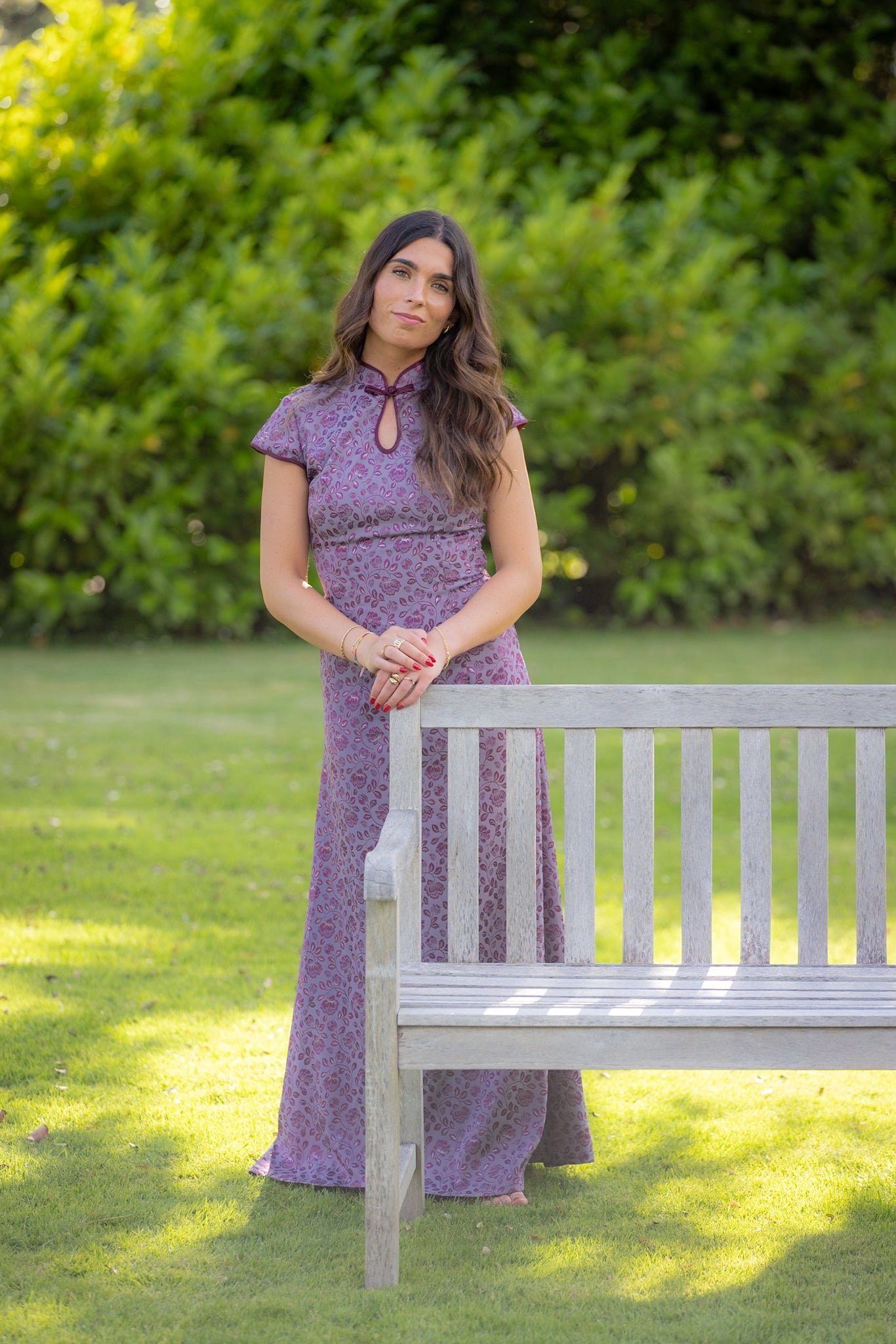 VESTIDO QIPAO VELVET PLUM
