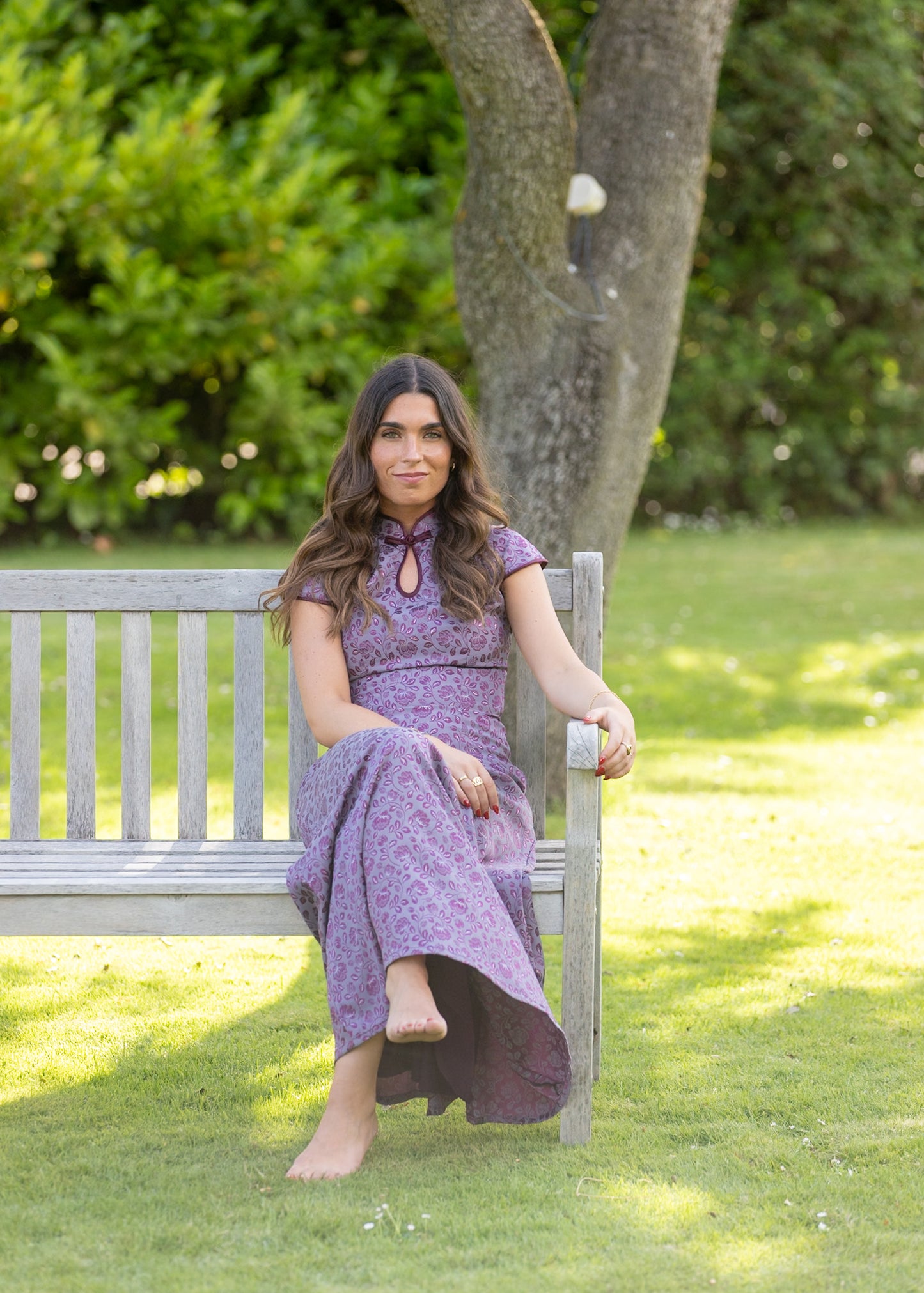 VESTIDO QIPAO VELVET PLUM