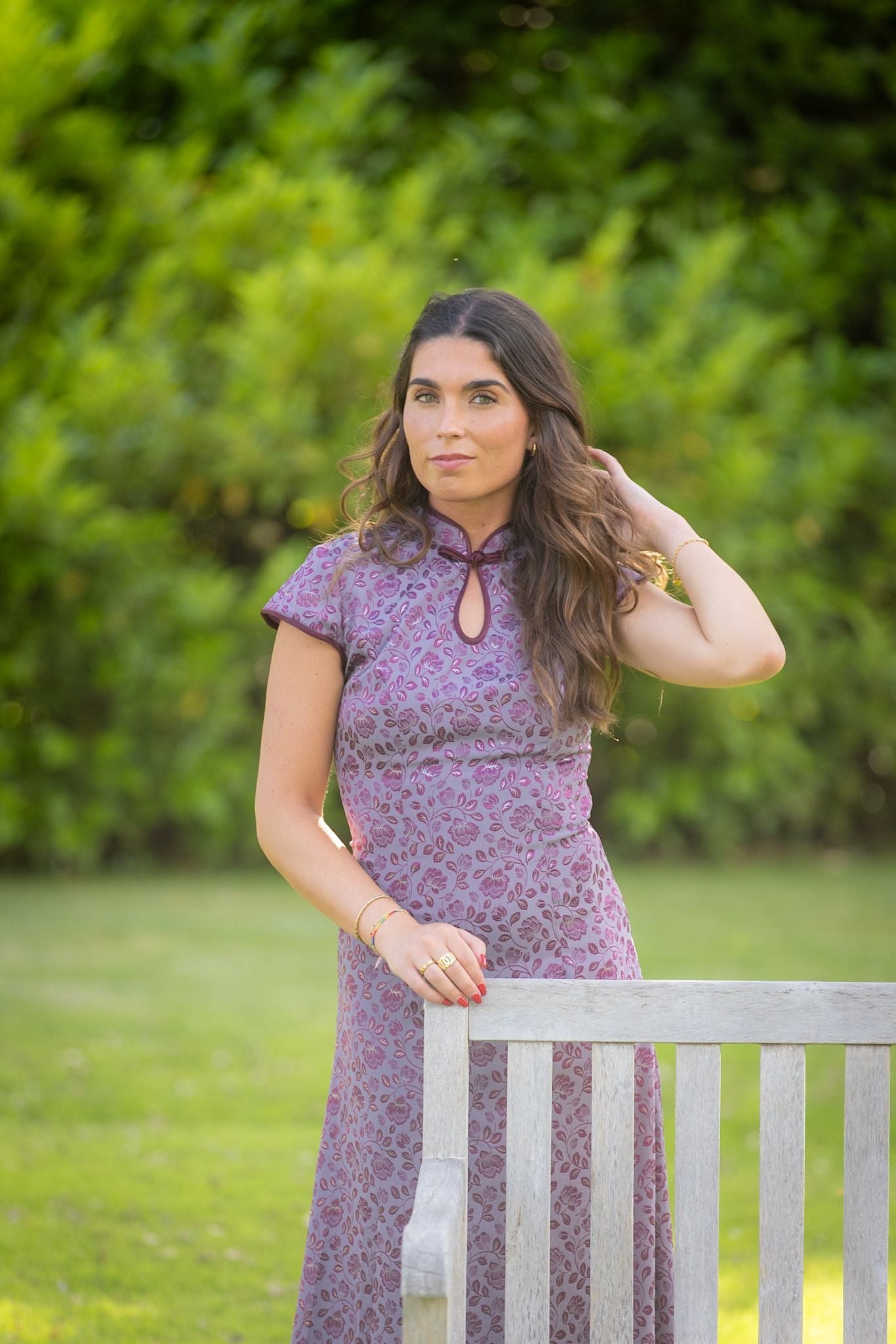 VESTIDO QIPAO VELVET PLUM